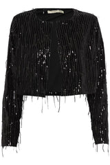 Fransa Winni Jacket - Black with Tassels