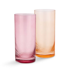 Uberstar Twist Highball Glass Tumblers - Pink/Peach