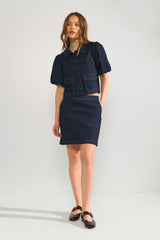 Numph Nualetta Mini Skirt - Dark Blue Denim