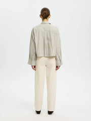 Selected Femme Astha Cropped Boxy Shirt - Pure Cashmere/Bright White