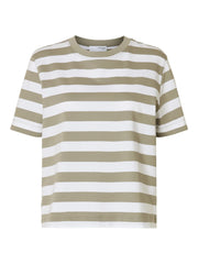 Selected Femme Essential Striped Boxy Tee Vetiver/ Bright