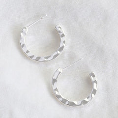 Lisa Angel Small Hammered Hoop Earrings - Silver