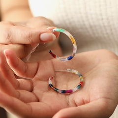 Lisa Angel Tortoiseshell Resin Hoop Earrings in Rainbow