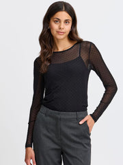 Fransa Deta Top - Mesh Polka