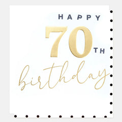 Caroline Gardner- Gold Happy 70th Birthday Card