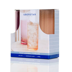 Uberstar Twist Highball Glass Tumblers - Pink/Peach