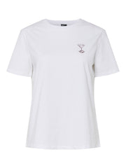 Pieces Martini O-Neck Tee, Bright White/ Brown Expresso