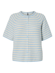 Pieces Malou Short Sleeve Cardigan- Cashmere Blue/Birch