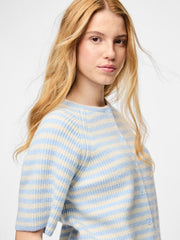Pieces Malou Short Sleeve Cardigan- Cashmere Blue/Birch