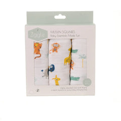 Ziggle Baby Muslin Square Set - Savanna safari animals