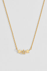 Estella Bartlett Merry Christmas Trio Star Necklace - Gold Plated