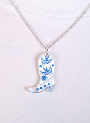Cowboy Boot Pendant - Cream Pearl