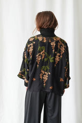 One Hundred Stars Wisteria Black Kimono