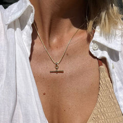 Scream Pretty Kelly Springham Gold T-Bar Necklace With Snake Chain