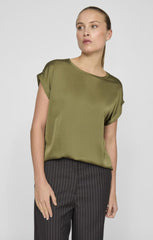 Vila Ellette Satin Top - Capulet Olive