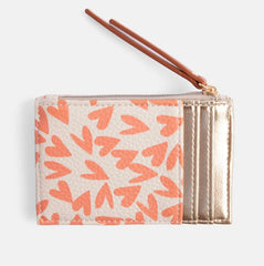 Caroline Gardner Coral Hearts Card Holder Coin Purse