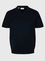 Selected Homme Mattis Knit Open Polo - Sky Captain