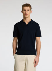 Selected Homme Mattis Knit Open Polo - Sky Captain