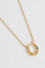 Estella Bartlett Multi Pastel Horseshoe Necklace