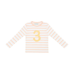 Bob & Blossom - Powder Pink & White Striped Number 3 T-Shirt