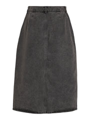 Vila Kira Midi Washed Denim Skirt - Dark Grey Denim