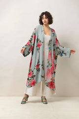 One Hundred Stars Chrysanthemum Aqua Grande Kimono