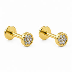 Moments Gold Round Earrings with White Zircons
