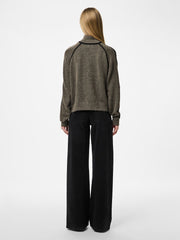 Pieces Lola High Neck Knit Pullover - Morel/Black