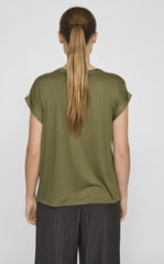 Vila Ellette Satin Top - Capulet Olive