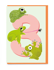 Noi Publishing Age 3 Frogs Birthday Card