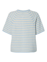 Pieces Malou Short Sleeve Cardigan- Cashmere Blue/Birch
