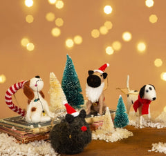 Sass & Belle Dog with Fairy Lights Felt Hanging Decoration