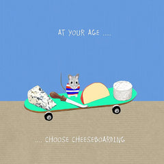 Sally Scaffardi Funny Cheeseboarding Birthday Card