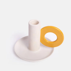 Caroline Gardner - Cream/Mustard Loop Stoneware Candle Holder