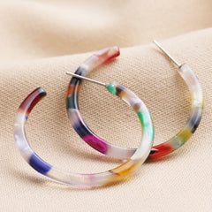 Lisa Angel Tortoiseshell Resin Hoop Earrings in Rainbow