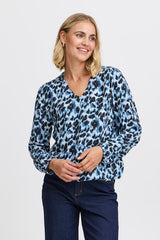 Fransa Kiki Blouse - Blue/Black Print