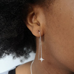 Scream Pretty - Silver Starburst Threader Earrings