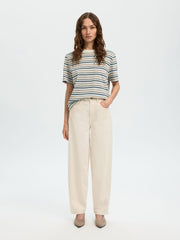 Selected Femme Striped Boxy Tee - Cashmere Blue/ Multi Stripe