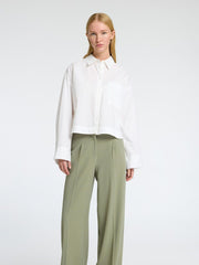 Selected Femme Astha Long Sleeve Cropped Boxy Shirt - Bright White