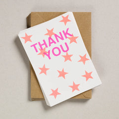 Petra Boase Pack Of 12 Thank You Notecards - Fluoro Orange Stars