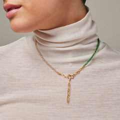 Enamel Copenhagen Necklace- Gold, Green, Peach and Pearl