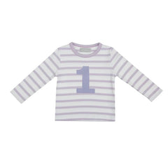 Bob & Blossom Long Sleeved Striped Number T-Shirt - Parma Violet & White