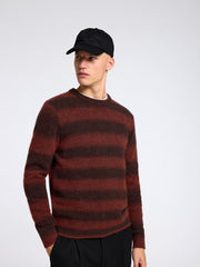 Selected Homme Rai Knit Relaxed Ombre Crew Neck - Red Ochre/Chocolate