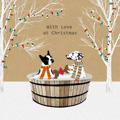 Sally Scaffardi Dogs In Hot Tub Christmas Card