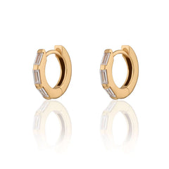 Scream Pretty - Gold Plated Baguette Huggie Earrings With Clear Stones