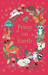 Roger La Borde Eight Foiled Charity Cards - Peace On Earth Animal Wreath