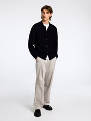 Selected Homme Tray Knit Merino Polo Cardigan - Black