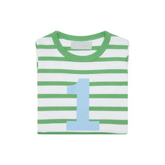 Bob & Blossom - Grass Green & White Breton Striped Cotton T Shirt