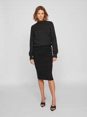 Vila Viril Pencil Knit Skirt - Black