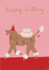 Roger La Borde Poodle Pink Birthday Card